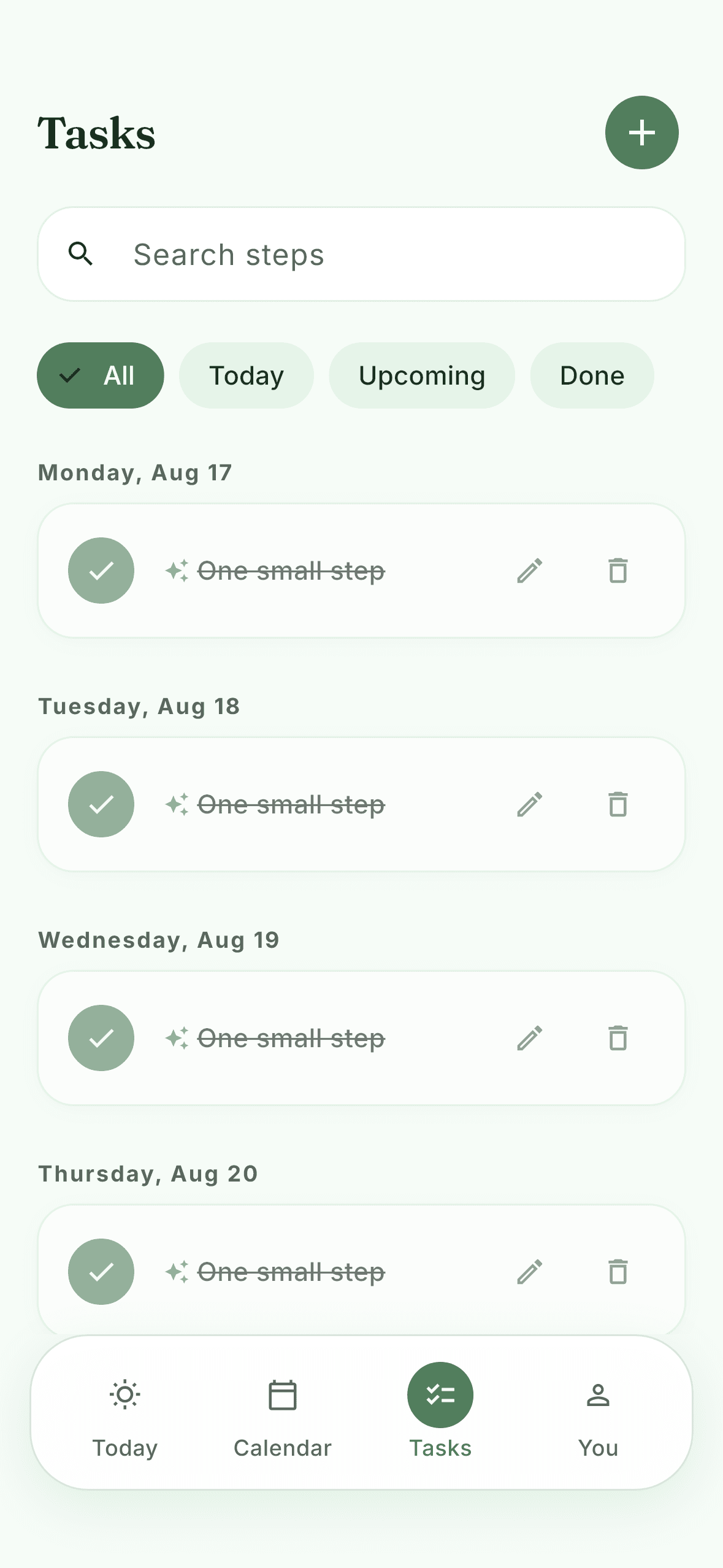 A short task list with three items